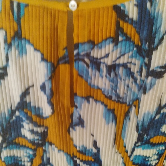 Fever Yellow and Blue Leaf Print Sleeveless Summer Dress XL - Picture 9 of 11